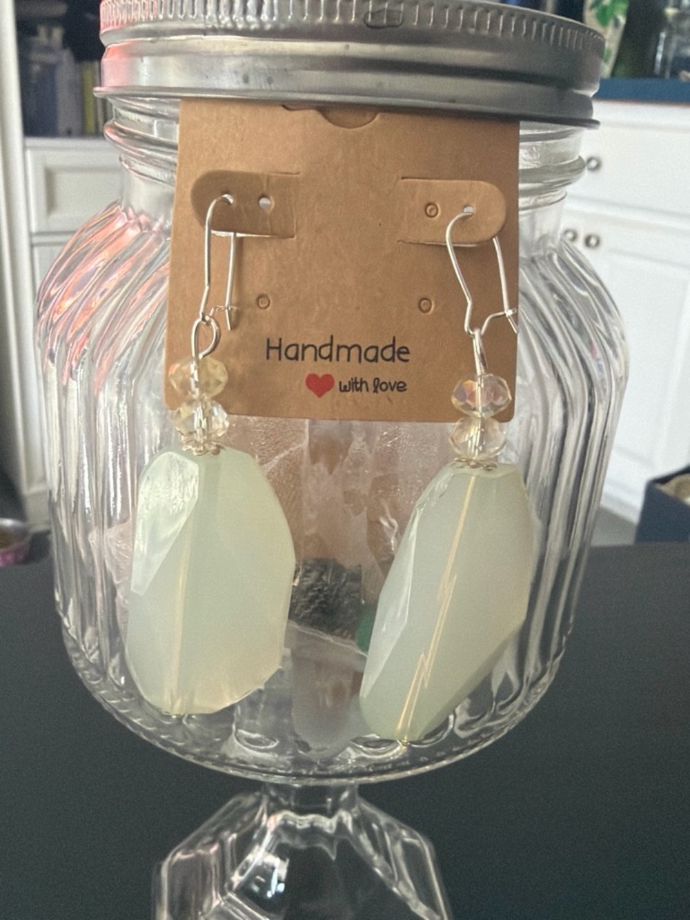 Handmade Pale Opalescent Drop Earrings